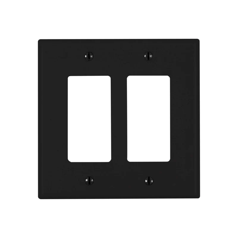 Plaque murale Decora en nylon pour 2 interrupteurs, noir