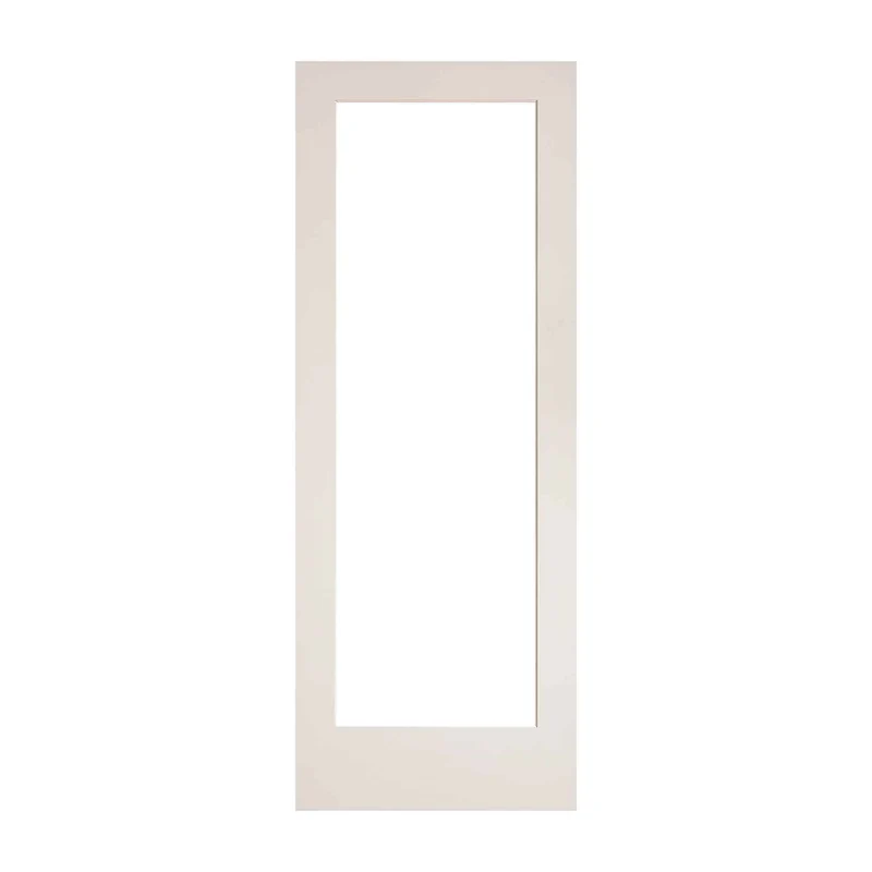 Porte Française de style Shaker à 1 verre clair avec apprêt blanc, 32'' x 80''