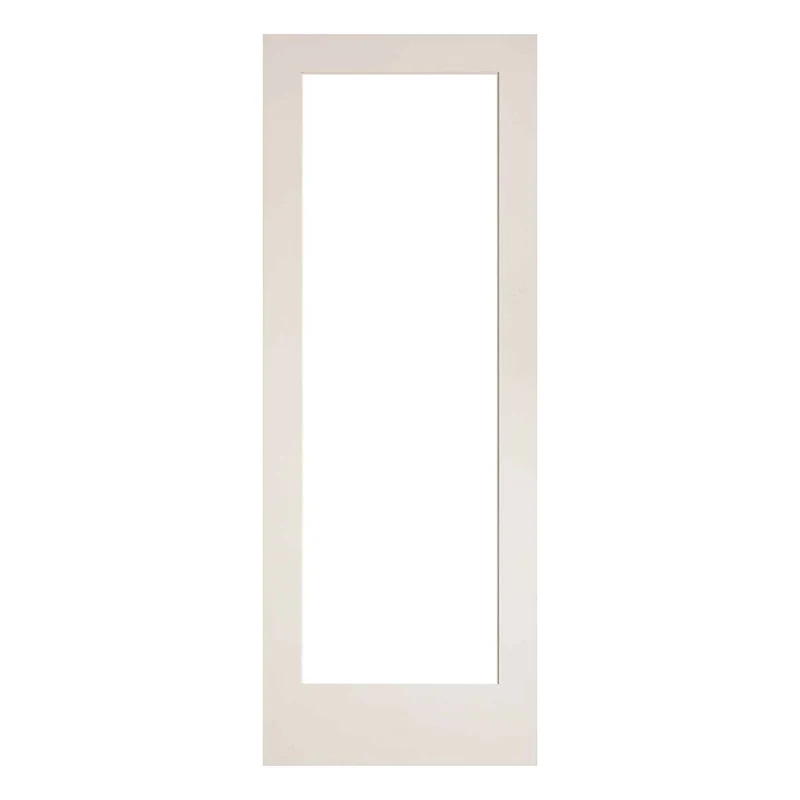 Porte Française de style Shaker à 1 verre clair avec apprêt blanc, 30'' x 80''