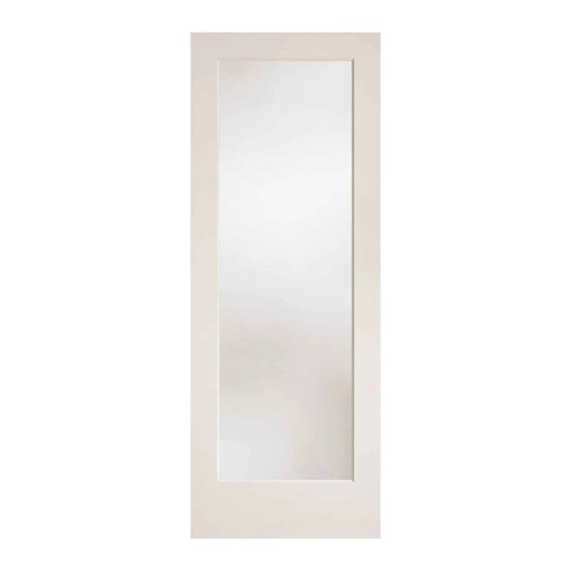 Porte Française de style Shaker à 1 verre laminé avec apprêt blanc, 30'' x 80''