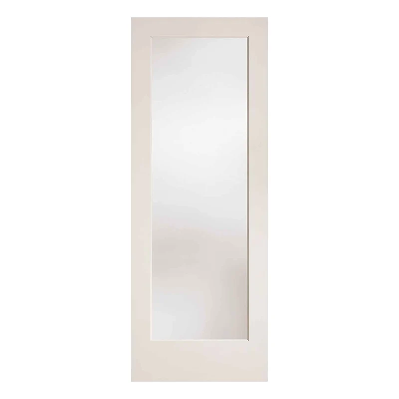 Porte Française de style Shaker à 1 verre laminé avec apprêt blanc, 24'' x 80''