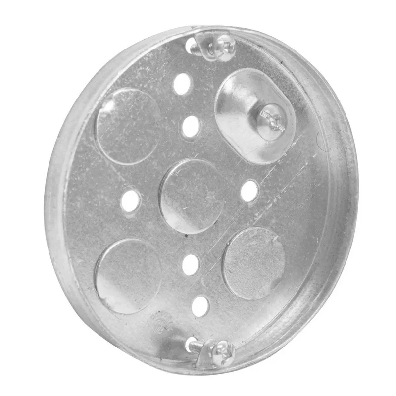 Boîte électrique ronde de 4" à 4 ouvertures défonçables, 0,5" de profondeur (5 po3)