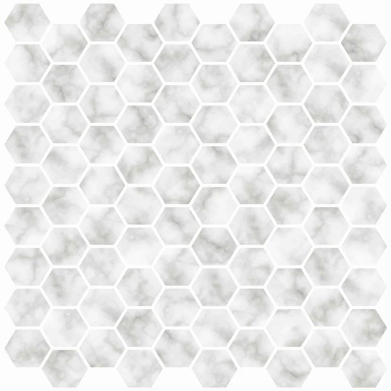 Dosseret "peler et coller" en marbre hexagonal, 4 unités