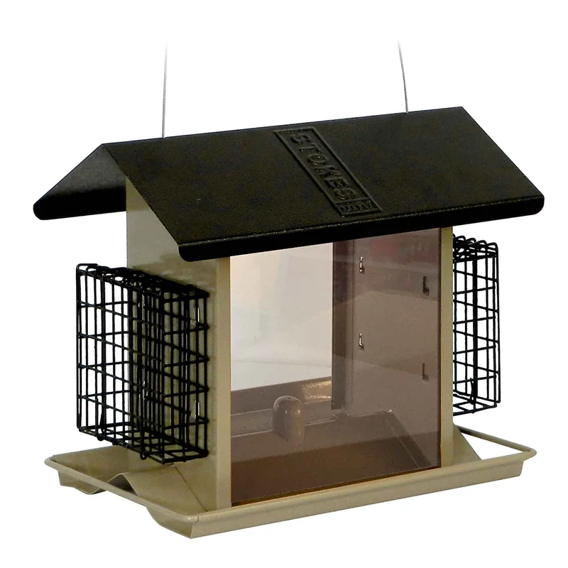 Grande mangeoire d'oiseaux à trémie avec cages à suif, 8 lb de graines
