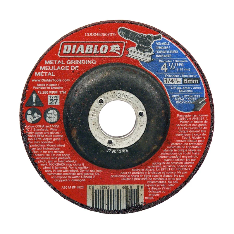 Disque de meulage Diablo pour le métal 4-1/2" x 1/4", arbre de 7/8"