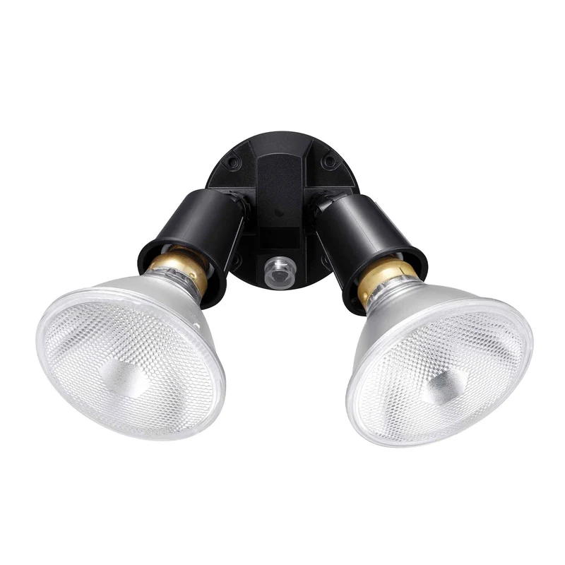 Luminaire de sécurité du crépuscule à l’aube câblé PAR à 2 lumières, noir