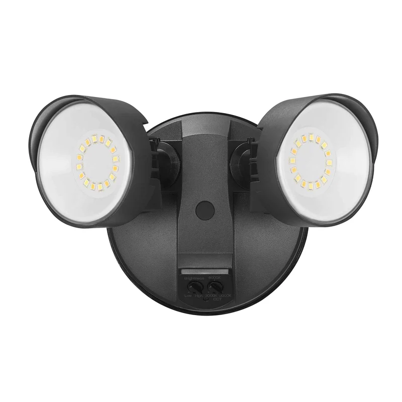 Luminaire de sécurité du crépuscule à l’aube câblé à 2 lumières ColorSelect, noir