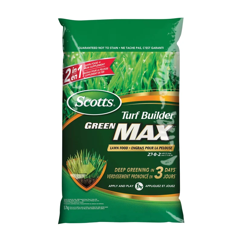 Engrais pour la pelouse Scotts Turf Builder Green Max avec 5 % de fer 27-0-2, 5,7 kg