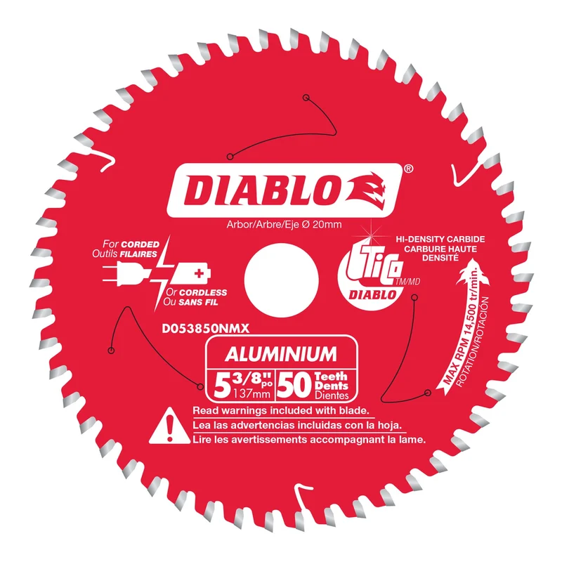 Lame Diablo pour métaux ferreux de 5-3/8" à 50 dents et multibague