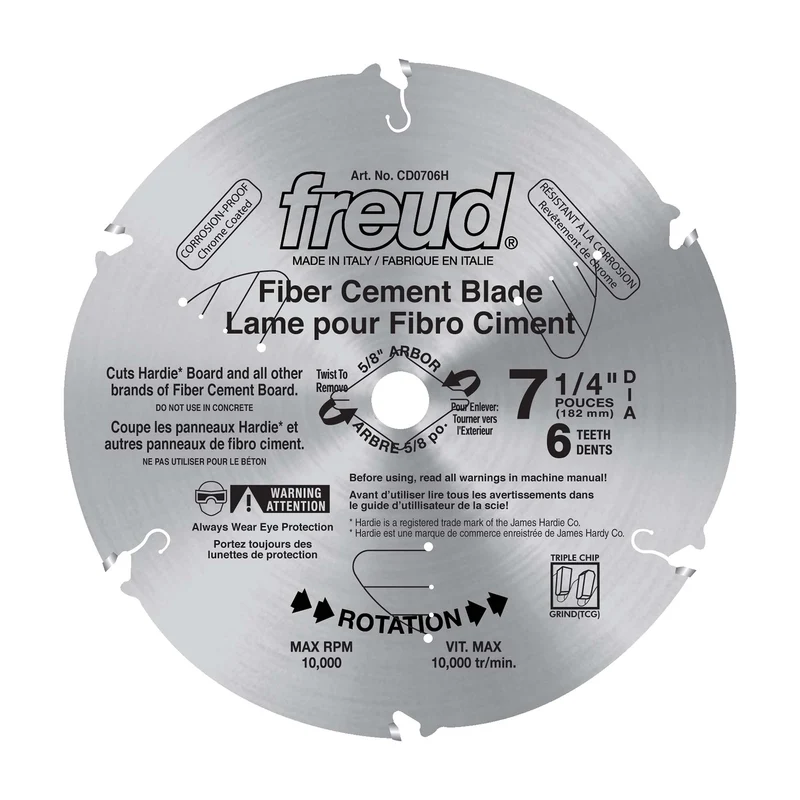 Lame Diablo en carbure pour fibrociment de7-1/4" et 6 dents