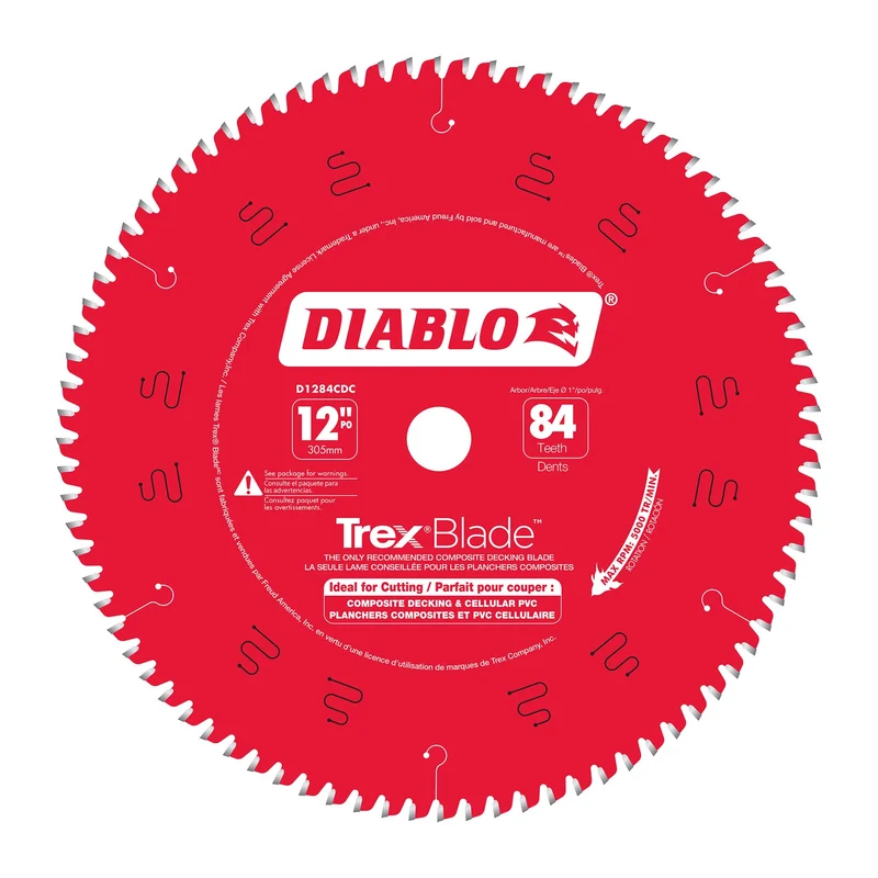 Lame TrexBlade Diablo pour matériaux de composites de 12" à 84 dents, tige de 1"
