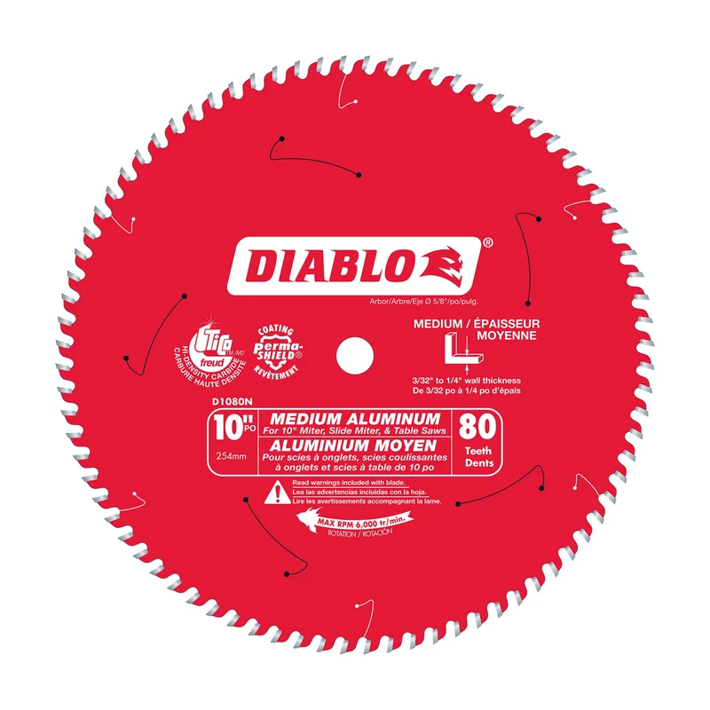 Lame Diablo pour métaux non-ferreux de 10" à 80 dents