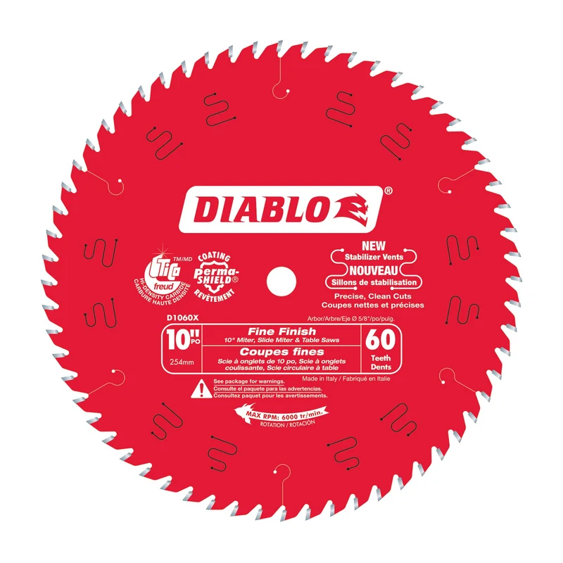 Lame circulaire Diablo pour coupes transversales de 10" à 60 dents