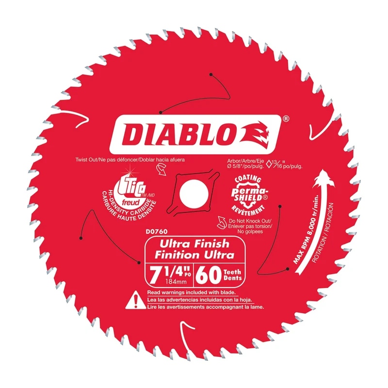 Lame circulaire Diablo pour finition lisse de 7-1/4" à 60 dents