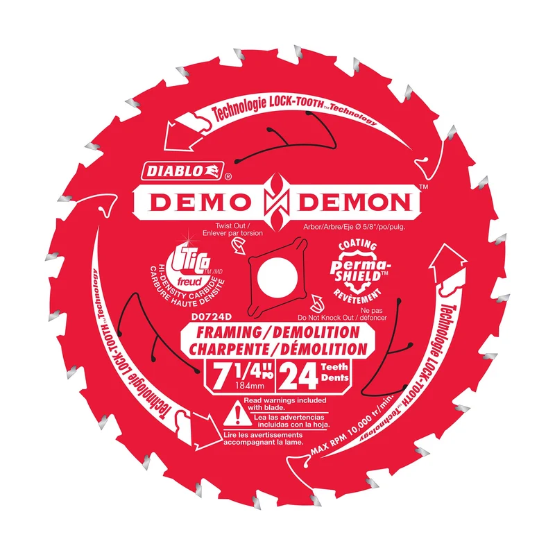 Lame circulaire Diablo de démolition de 7-1/4" à 24 dents