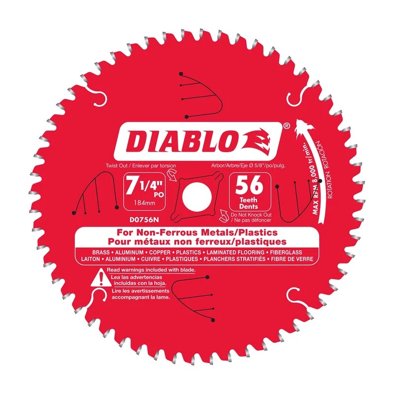 Lame Diablo pour métaux non-ferreux de 7-1/4" à 56 dents