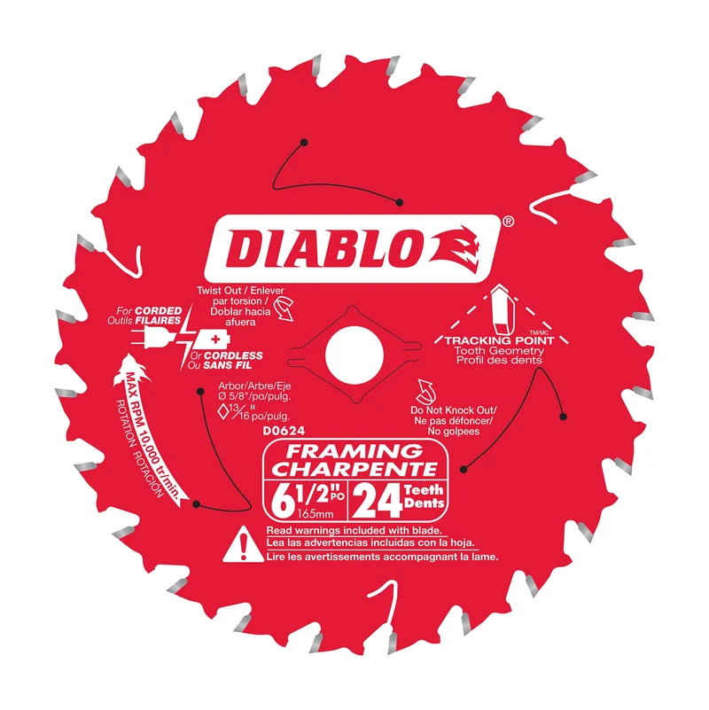 Lame circulaire Diablo pour charpente de 6-1/2" à 24 dents