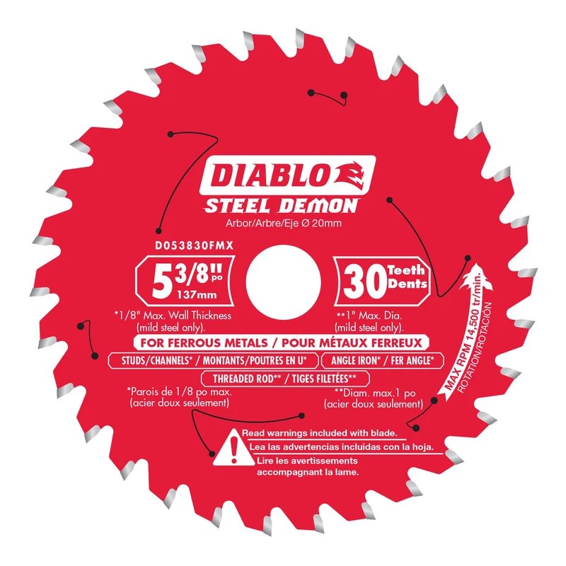 Lame Diablo Steel Demon pour métaux ferreux de 5-3/8" à 30 dents et multibague