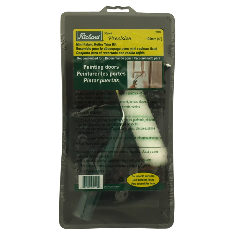Plateau en plastique + manche en métal de 22 po + mini-manchon tissé 4 po