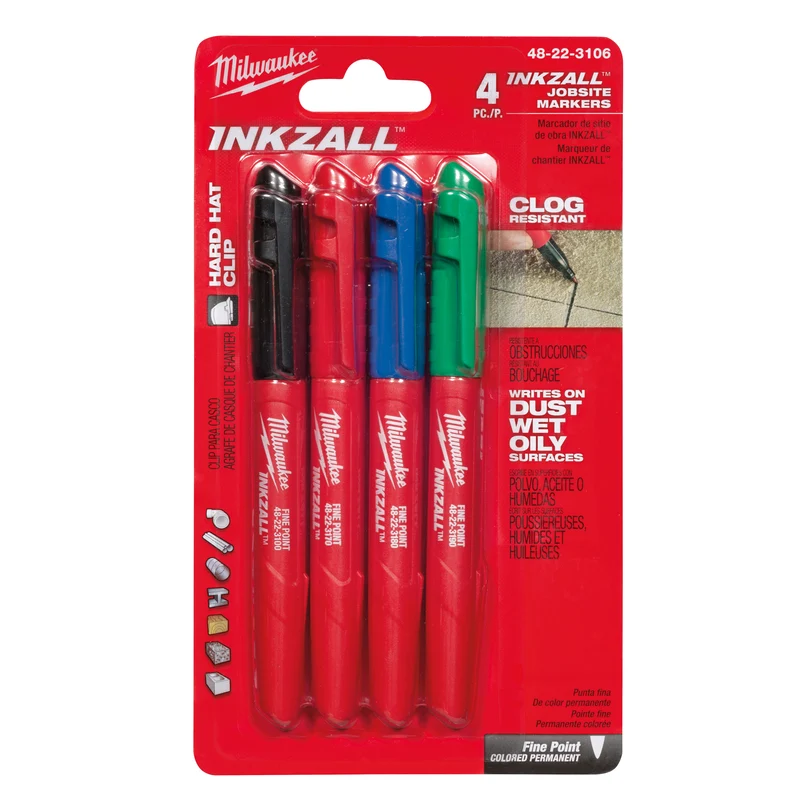 4 marqueurs de couleur à pointe fine INKZALL