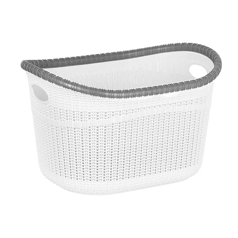 Panier à linge rectangulaire en plastique blanc, 24 L