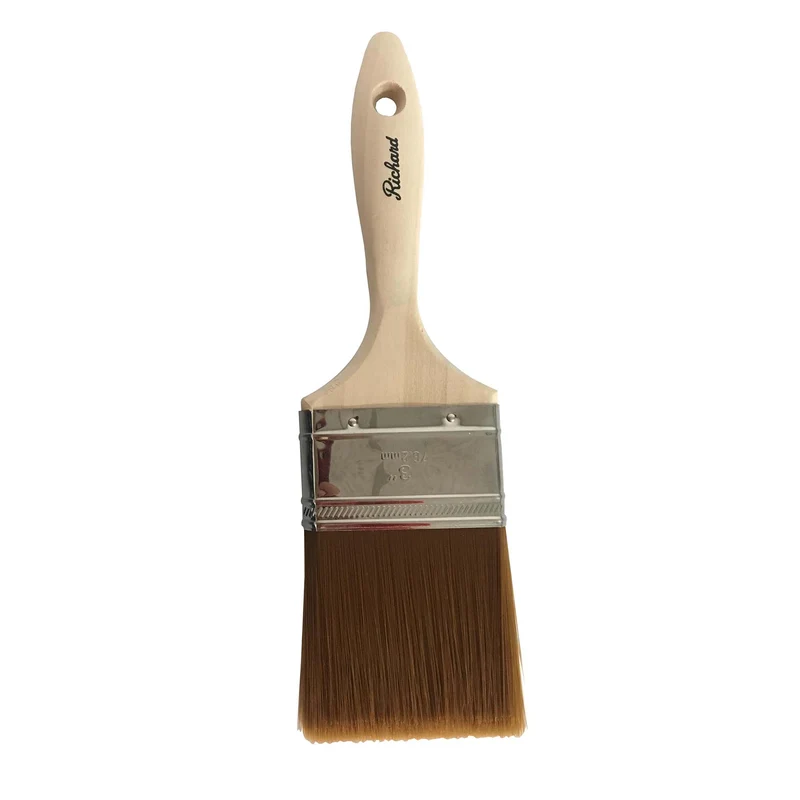 Pinceau droit de 3 po, série Primer & Finish, filaments en polyester, manche en bois