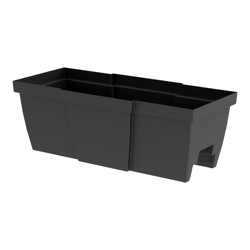 Jardinière Quattro rectangulaire et noire, 27'' x 12'' x 9,6''
