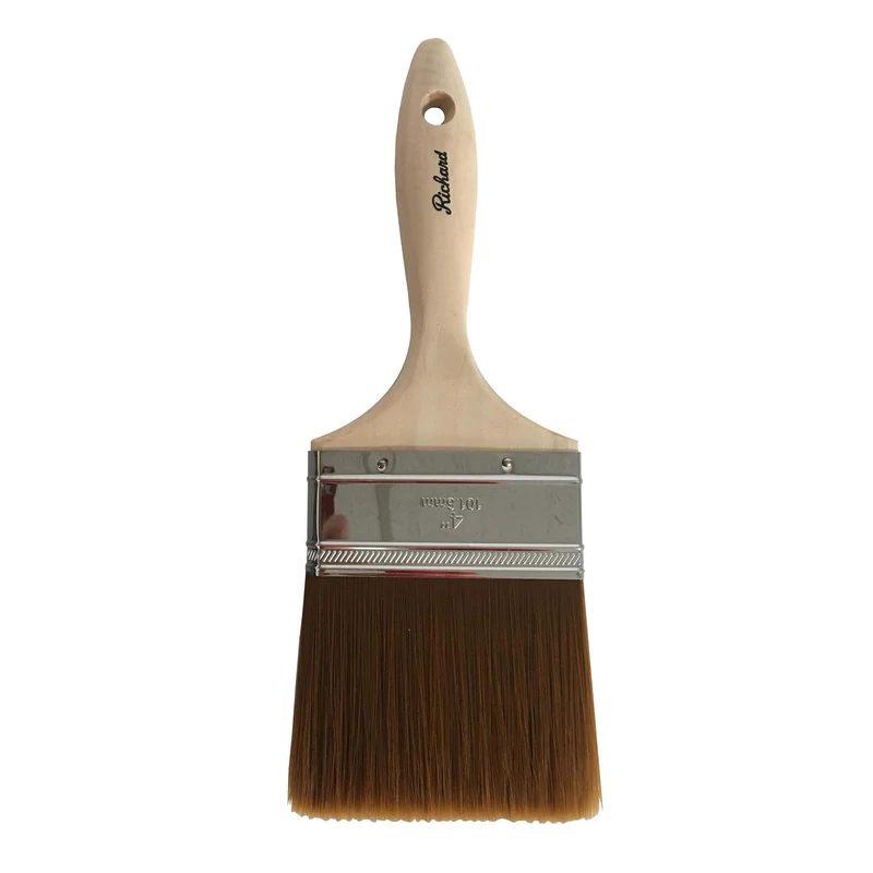 Pinceau droit de 4 po, série Primer & Finish, filaments en polyester, manche en bois