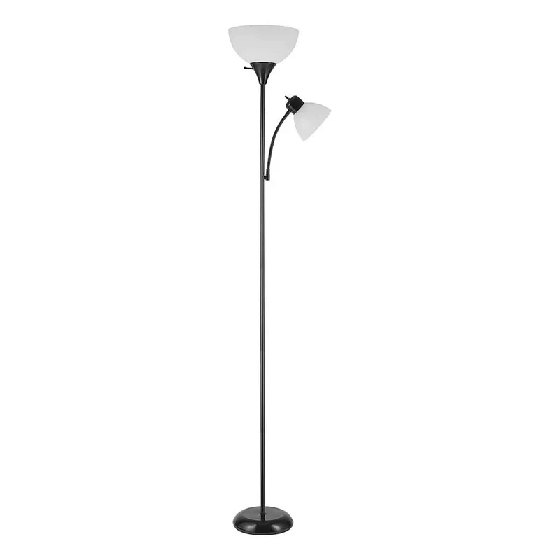 Lampe torchère sur pied Delilah en métal en noir mat, 72"