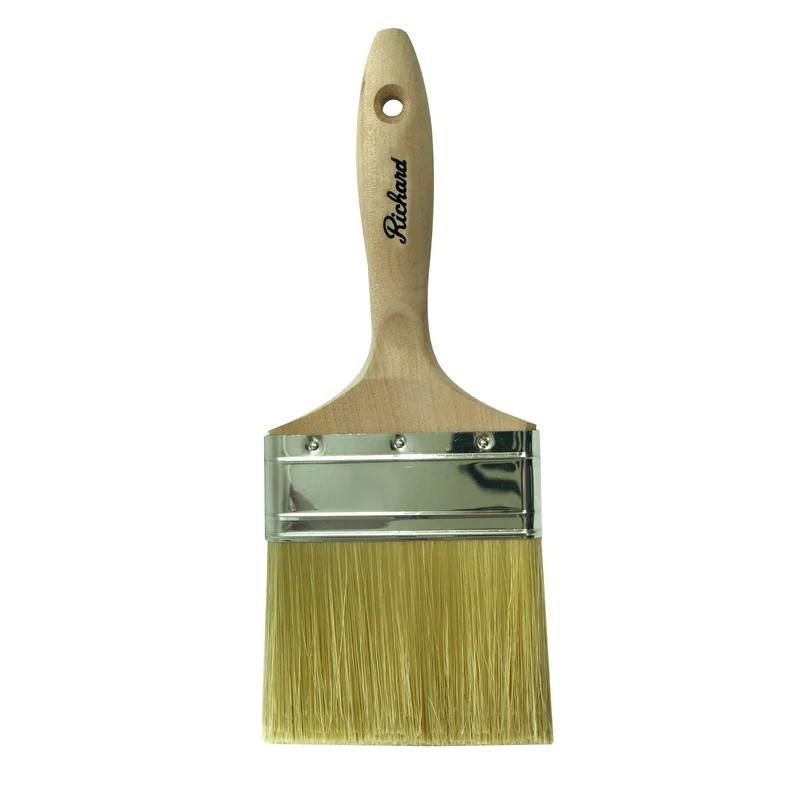 Pinceau à teinture de 4 po, soie mixte, manche en bois