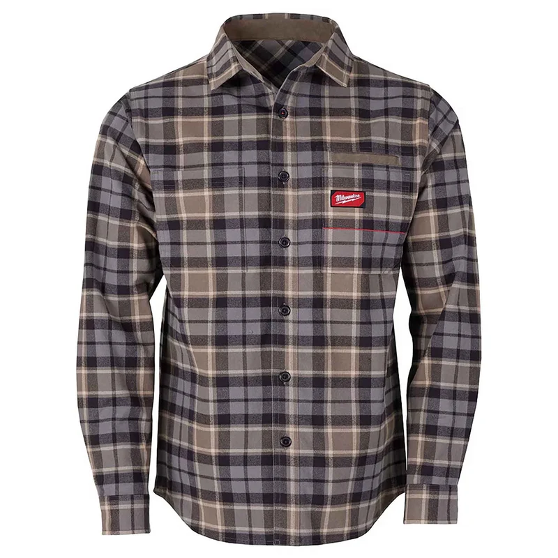 Chemise de travail en flanelle à carreaux Gridiron pour homme, gris (moyen)