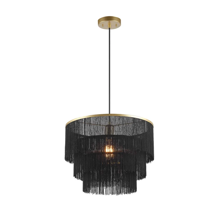 Luminaire suspendu Willow à 1 lumière, noir et doré