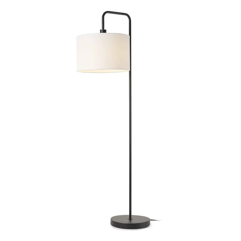 Lampe de plancher Barden de 58" avec abat-jour blanc, noir