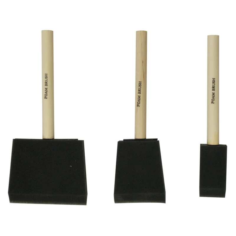 Ensemble de 3 pinceaux mousse (1 po, 2 po, 3 po), série Utility, manche en bois