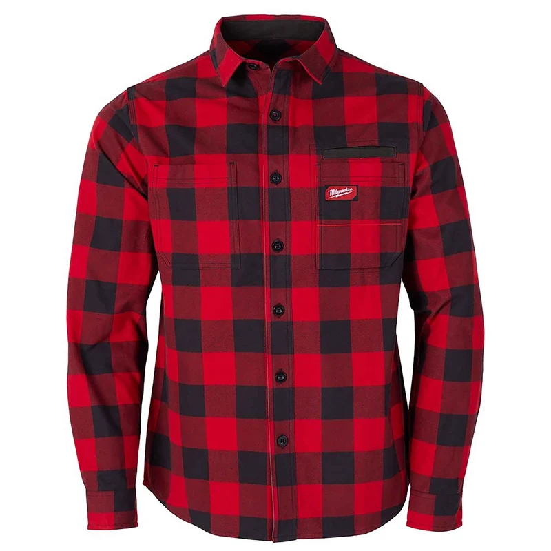 Chemise de travail en flanelle à carreaux Gridiron pour homme, rouge (moyen)