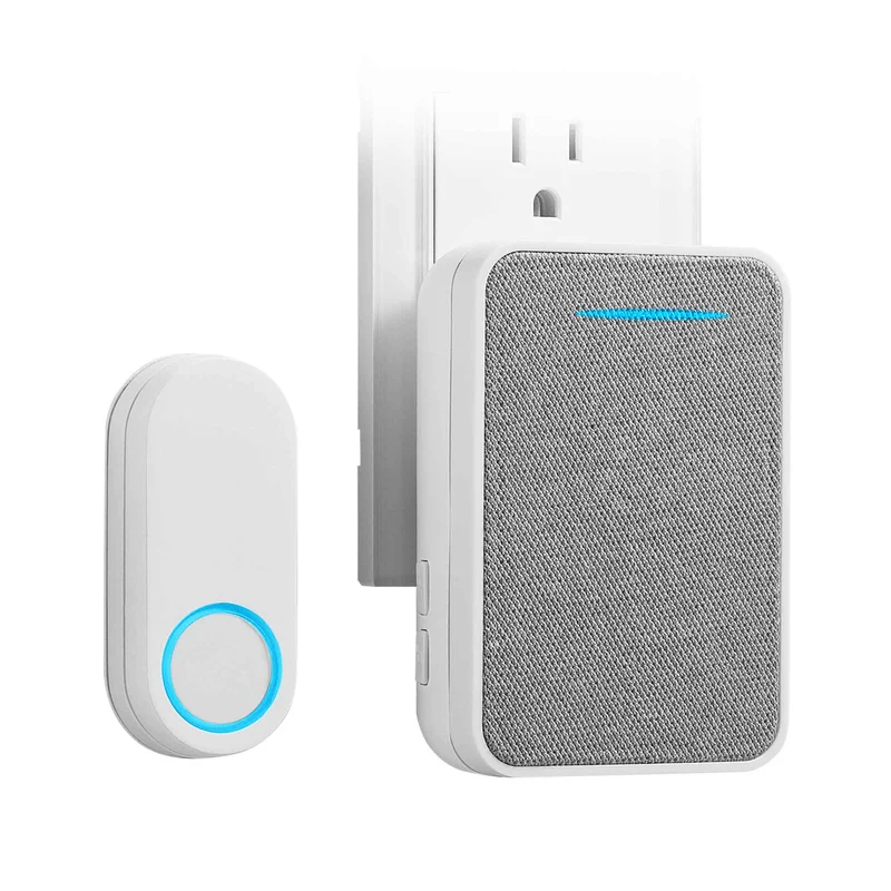 Ensemble d'une sonnette sans fil avec carillon enfichable, blanc