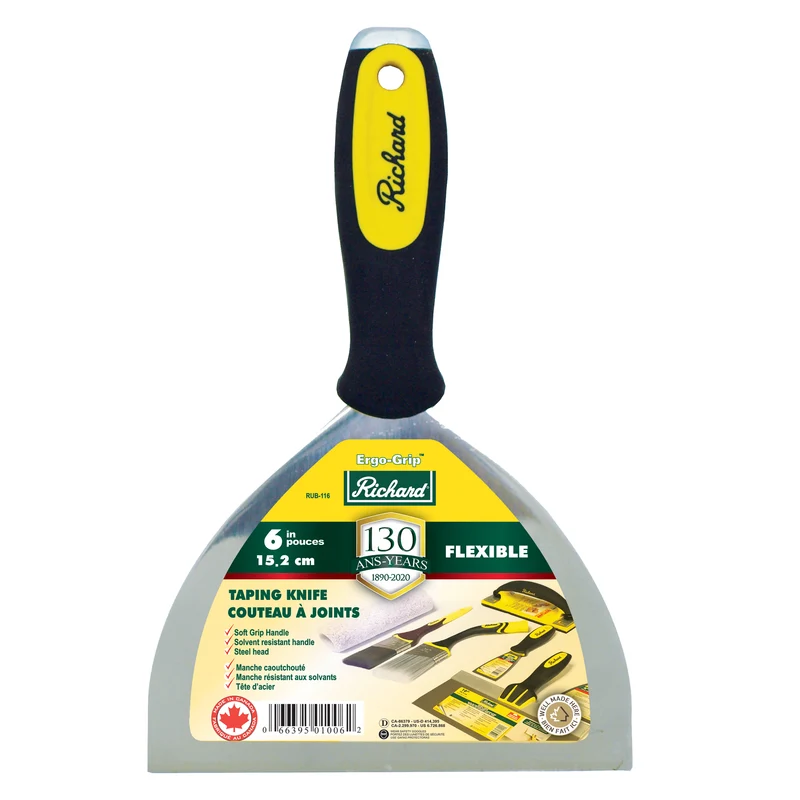 Couteau à joints Ergo-Grip avec tête en acier, lame carbone flexible de 6'' (15,2 cm)