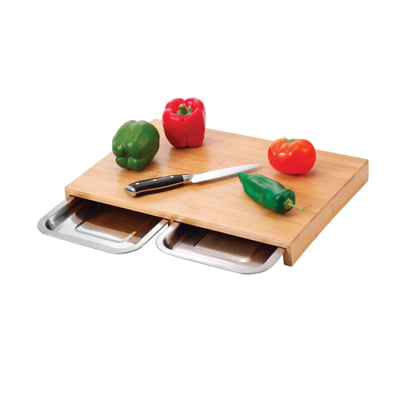 Planche à découper en bambou avec rangement