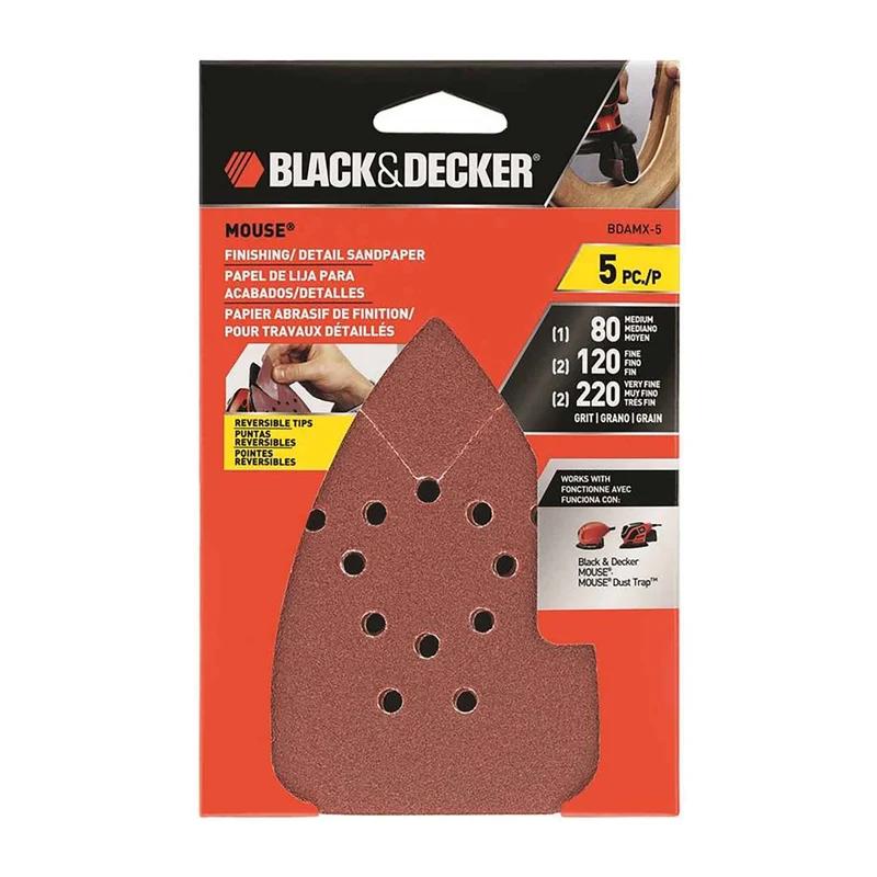 Ensemble de papiers abrasifs de finition et pour travaux détaillés MOUSE, 5 unités