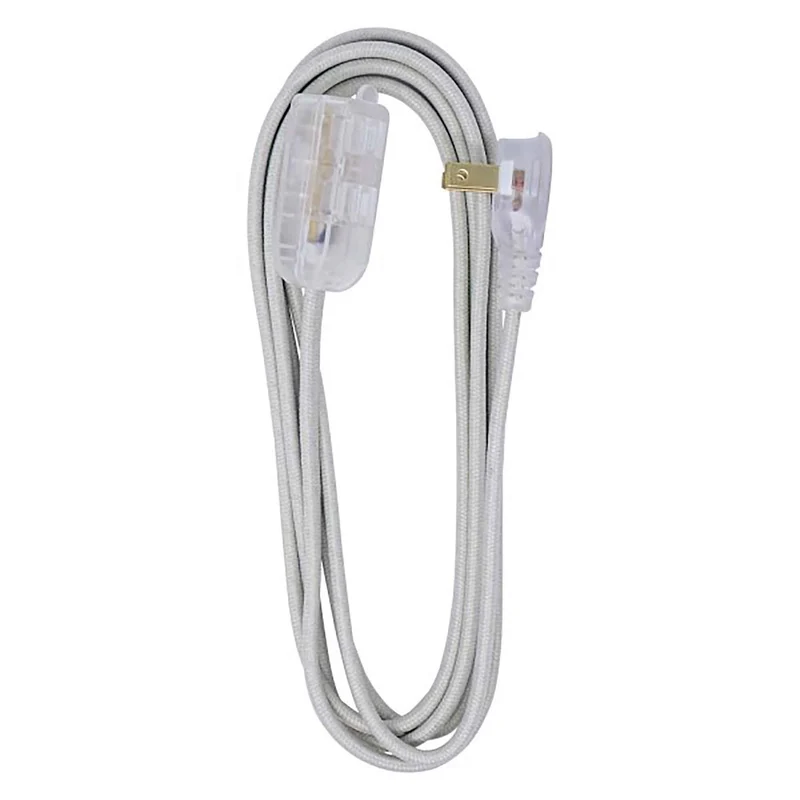 Rallonge électrique à cordon 16/2 en tissu de 8' à 3 prises, beige clair