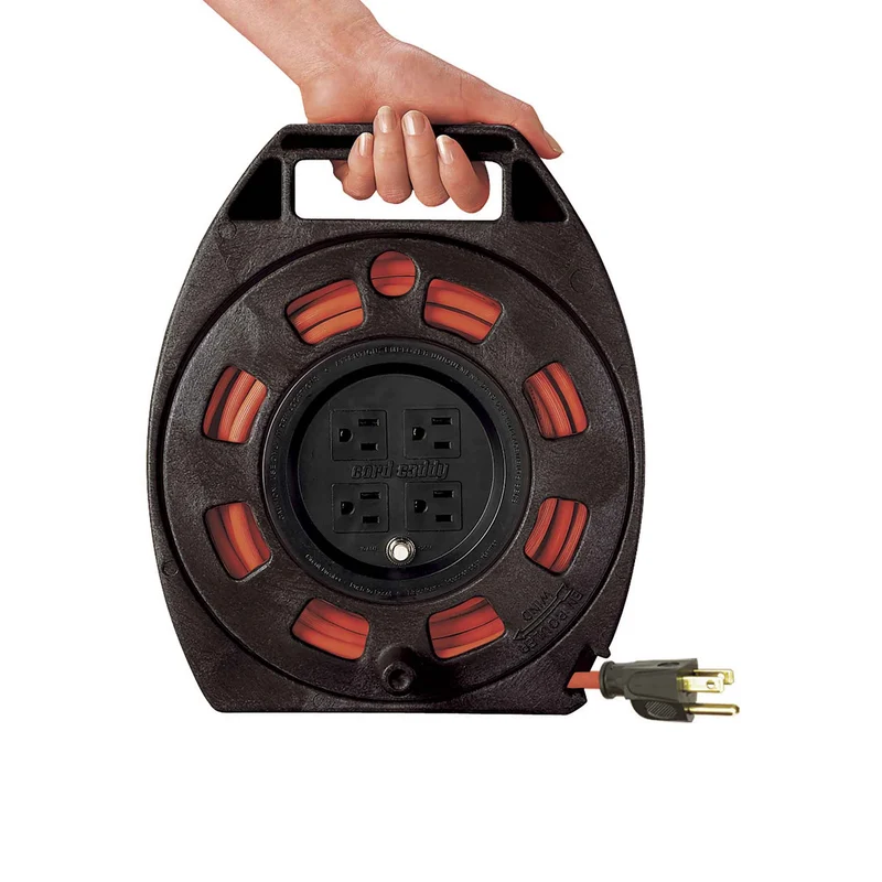 Rallonge électrique à enrouleur CC410M 16/3 SJTW de 10 m à 4 prises, orange