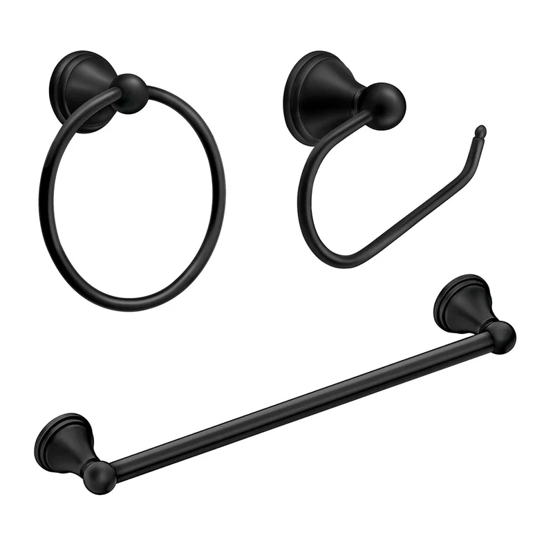 Ensemble de 3 pièces pour salle de bain Preston, noir mat