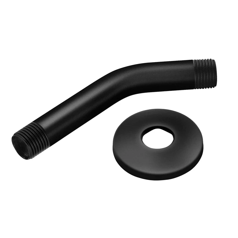 Bras et bride de douche en métal de 6", noir mat