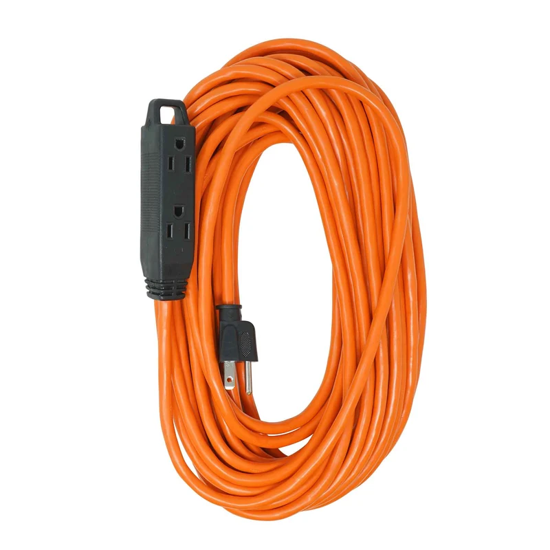 Rallonge électrique à cordon 16/3 SJTW de 15 m à 3 prises, orange
