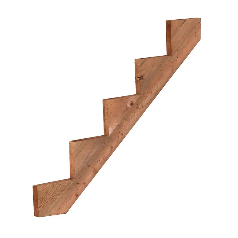Limon d’escalier en bois traité brun, 5 marches (2'' x 12'')