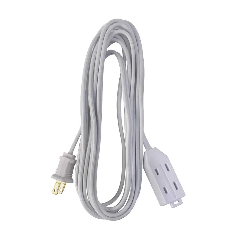 Rallonge électrique à cordon 16/2 SPT-2 de 4,5 m à 3 prises, blanc