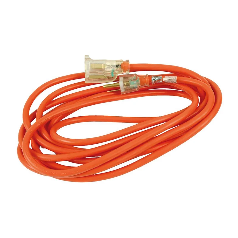 Rallonge électrique à cordon 16/3 SJTW de 5 m à 1 prise, orange