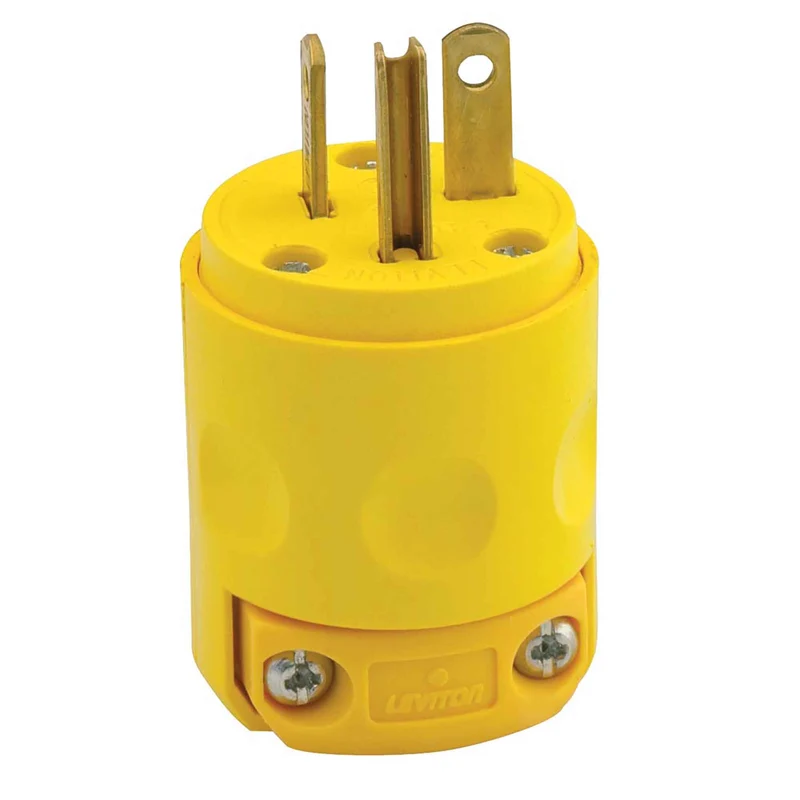Fiche bipolaire de 20 A / 125 V à 2 pôles et à 3 fils, jaune
