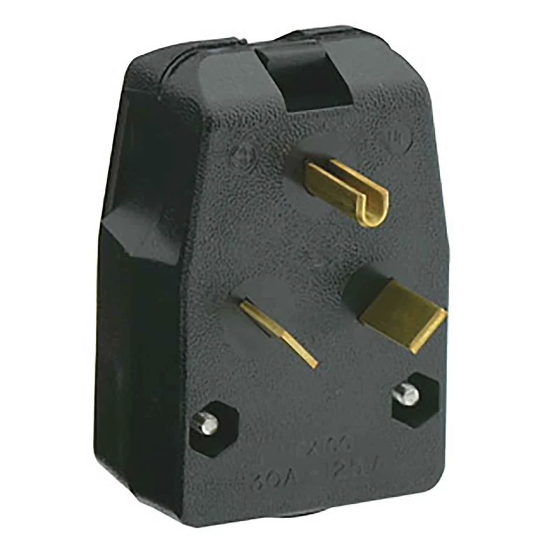 Fiche d’angle de 30 A / 125 V à 2 pôles et à 3 fils, noir