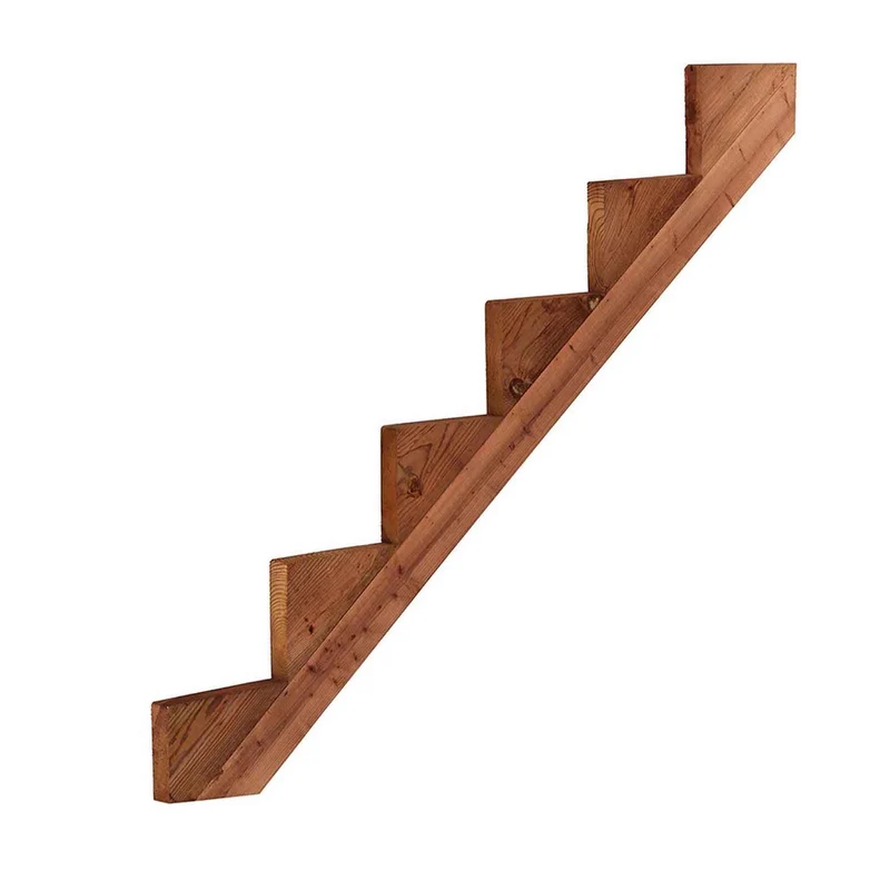 Limon d’escalier en bois traité brun, 6 marches (2'' x 12'')